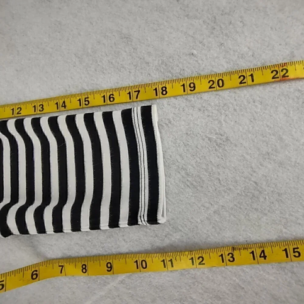 Kim Rogers Black, White Stripe Soft 100% Cotton 3/4 Sleeve Top Blouse Size PXL - Picture 10 of 12